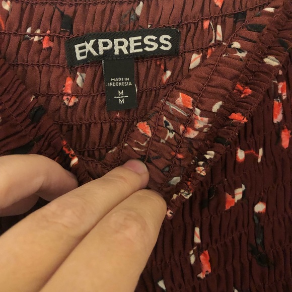 Express Off the Shoulder Long-Sleeve Top w/ Flare Sleeves in Maroon, Medium - Picture 2 of 4